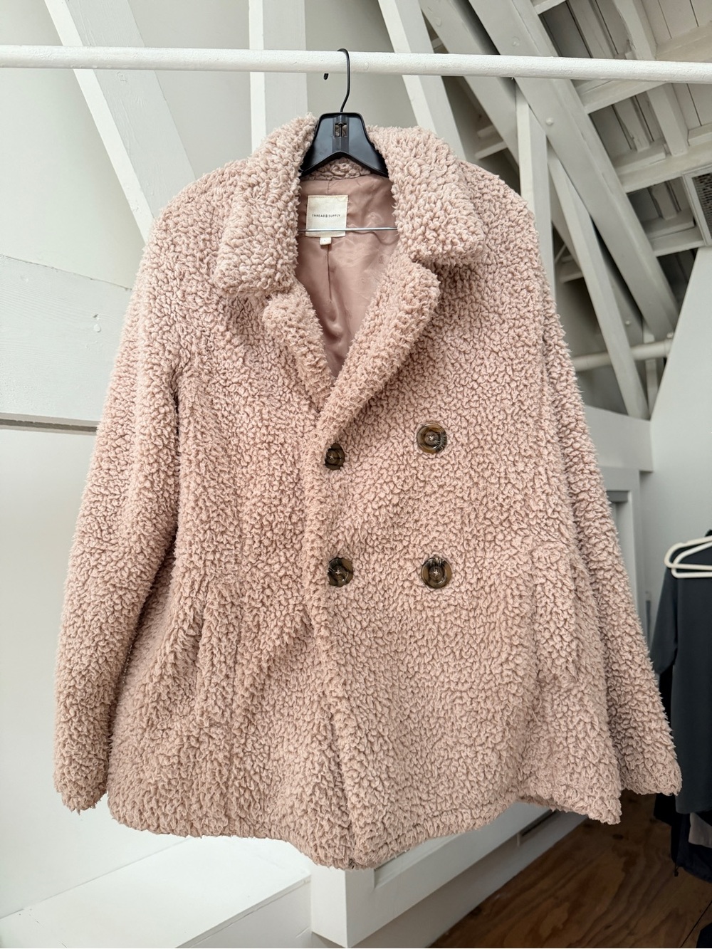 Thread & Supply Blush Teddy Peacoat Jacket